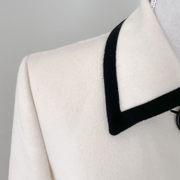 Michael Kors Colorblock Jacket Size 6 White Cream Wool Angora Made In Italy - Picture 5 of 11